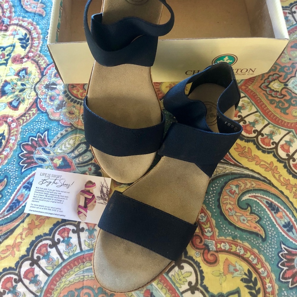 Charleston Navy Peri cork sandals NIB Size 8